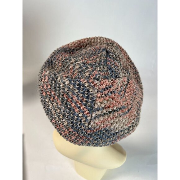 Vintage Hansen Wool & Acrylic One Size Beret In Pink & Gray Stripes Made in USA - Picture 12 of 16